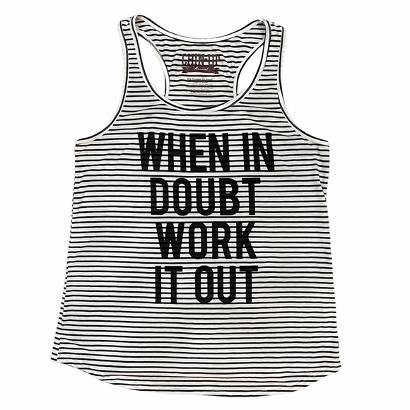 💪"When In Doubt Work It Out" Striped Racerback Tank💪 - Picture 6 of 6